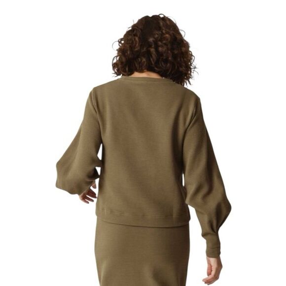 NWT SKFK Miren Green Ribbed Long Sleeve Crewneck Top - Picture 2 of 10